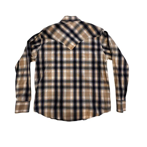 Wrangler Men’s Plaid Western Cowboy Pearl Snap Button Down Casual Shirt Size L - Picture 2 of 8